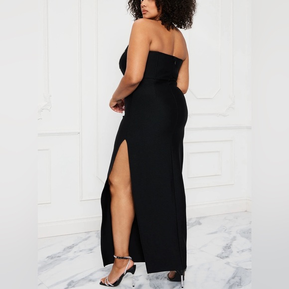 Oscars Lady Embellished Maxi Dress - Black- Fashionova 3XL- SIlver Rose Detail - Picture 3 of 8